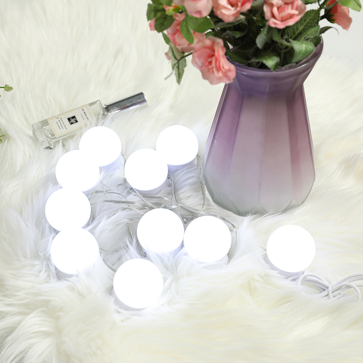 Style Makeup Lights Withmirrorr and 12V Adapter, Stick Ocosmetic Mirror Modern Paste 5V LED Vanity Makeup Mirrorror, H12 Bulbs