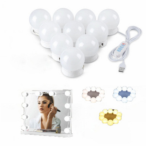 New Style LED Makeup Mirror with Front Light Bulb Hollywood USB Mirror Light Bulb 3 Colors 2 6 8bulbs 10 Bathroom Modern 80 ABS