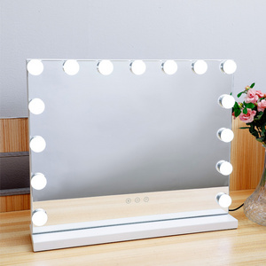 Can Be Replaced Hollywood Makeup Mirror with LED Light Bulbs Around The Vanity Mirrors Silver Square Smart Cosmetic Mirror Box