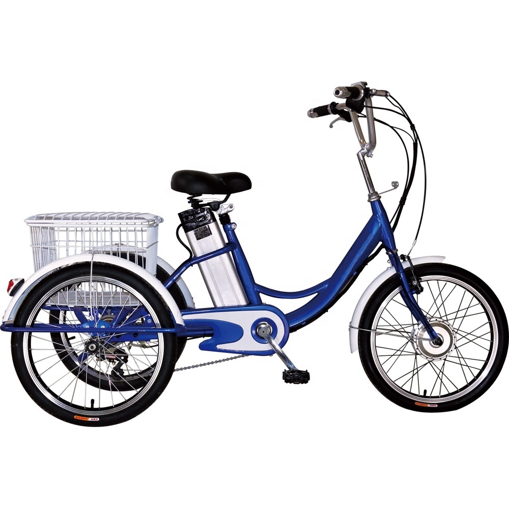 24'' Pedicab with Cargo Box Pedal Assistant Electric Three Wheel Bicycle for Sale