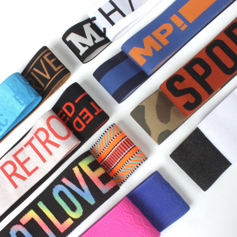 XYX Customized custom logo color pattern nylon spandex polyester latex striped elastic  band jacquard  elastic waistband webbing