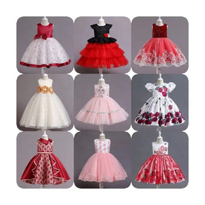 Wholesale Customization Elegant Puffy Shining Sequins Tulle Girls Birthday Party Dresses