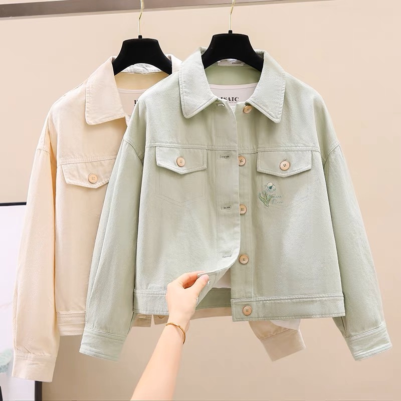 Women's Denim Jacket Spring Autumn Short Coat Pink Jean Jackets Casual Tops Purple Yellow White Loose Tops Lady Outerwear