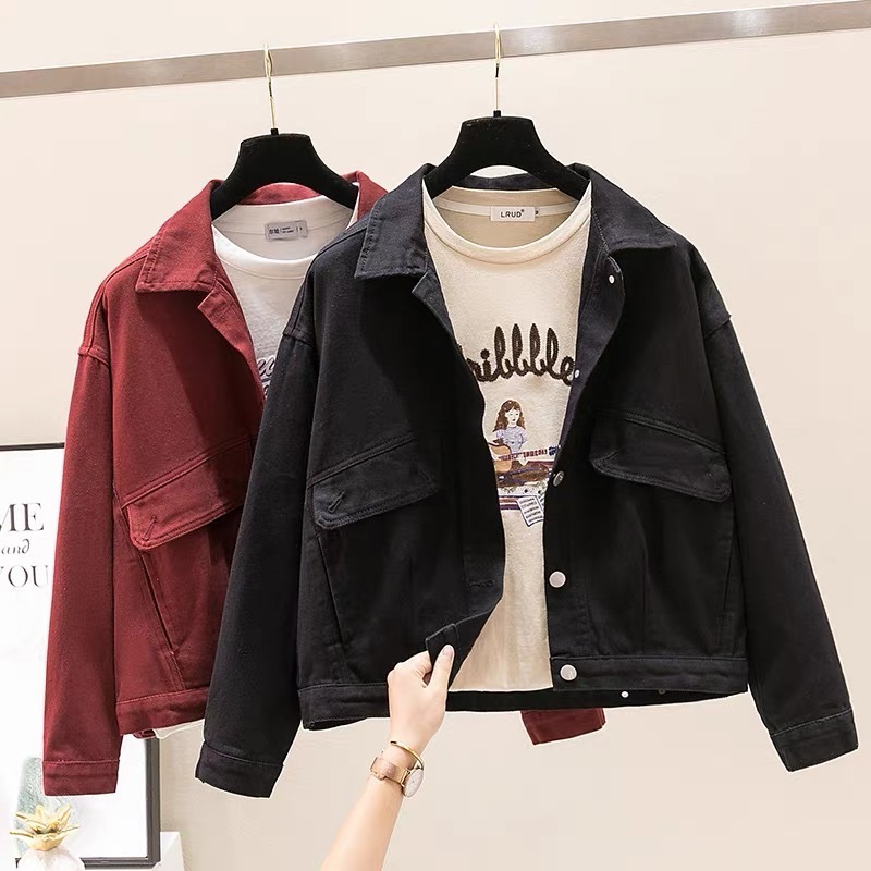 Women's Denim Jacket Spring Autumn Short Coat Pink Jean Jackets Casual Tops Purple Yellow White Loose Tops Lady Outerwear