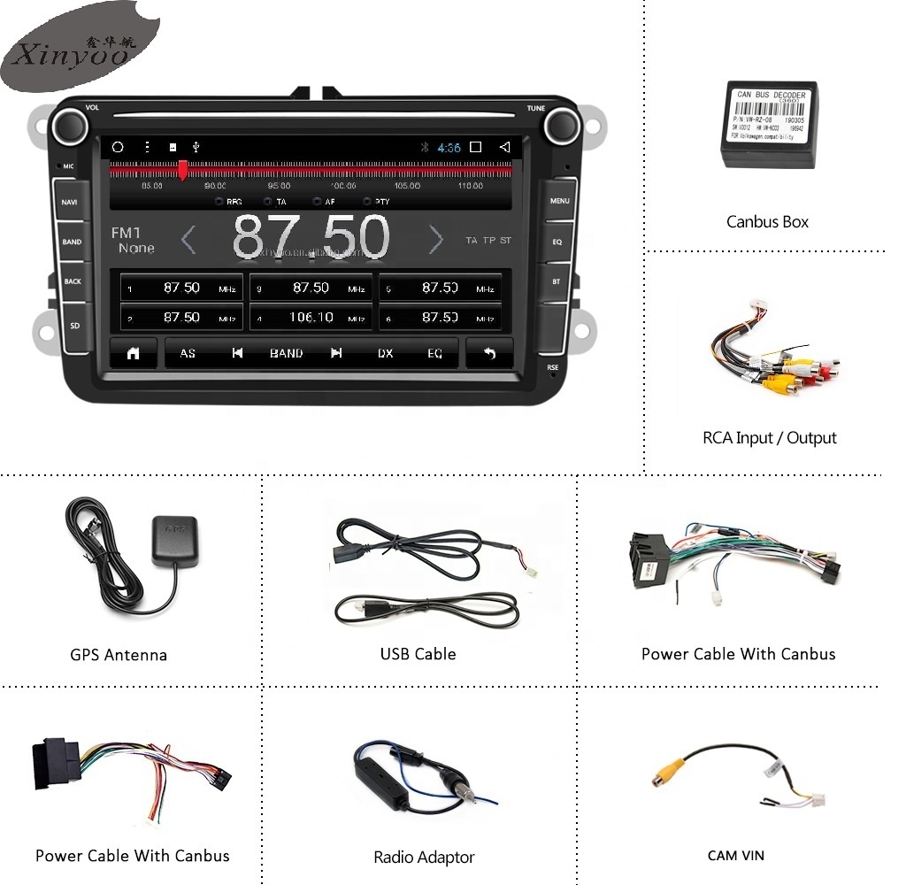 XinYoo 8 inch Touch screen Android In Car USB WIFI Mirror Link with can bus car radio DVD Player Car MP5 player