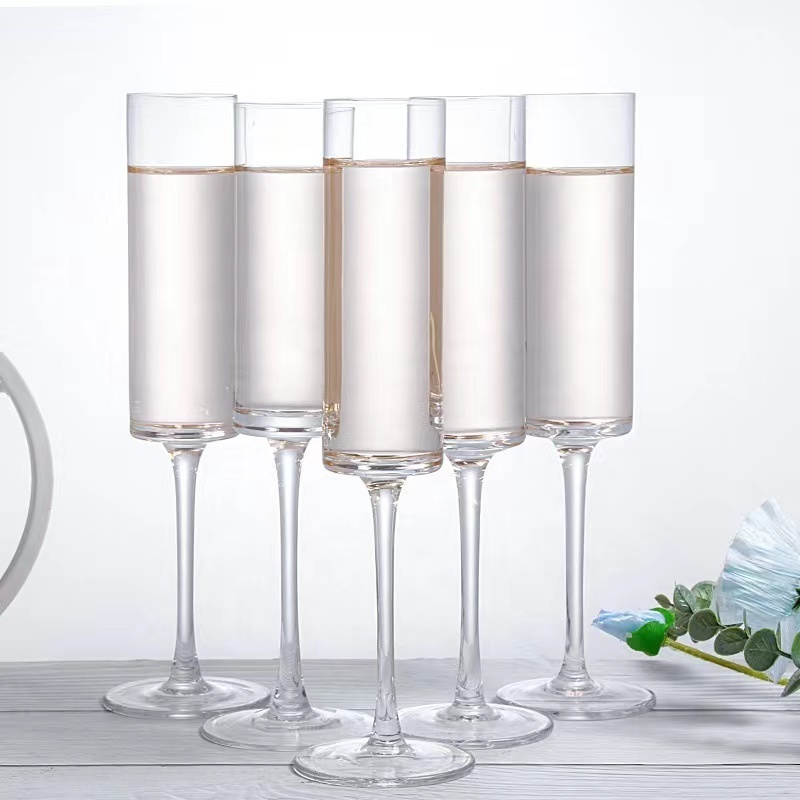 200ml Crystal Clear Champagne Glasses Flute Goblet Lightweight Cylinder Champagne wine Glasses