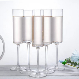 200ml Crystal Clear Champagne Glasses Flute Goblet Lightweight Cylinder Champagne wine Glasses