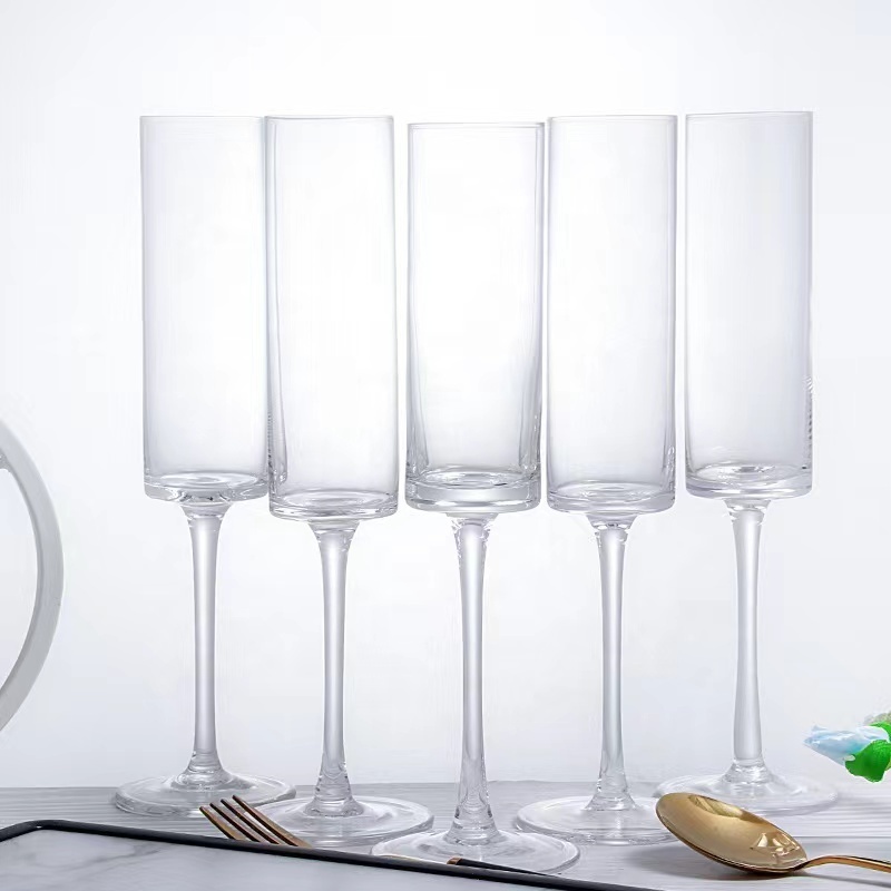 200ml Crystal Clear Champagne Glasses Flute Goblet Lightweight Cylinder Champagne wine Glasses