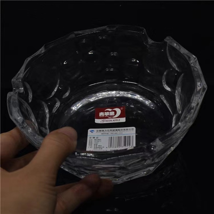 Crystal Boat Shape Clear Glass Bowl Ice Cube Pattern Glass Fruit Bowl With Hand Polishing