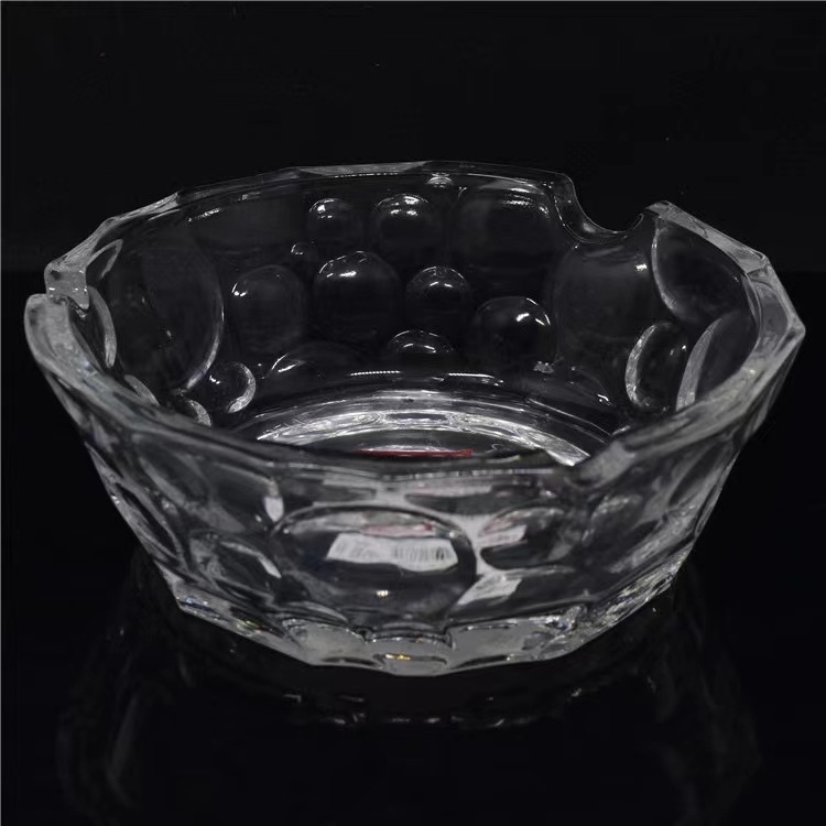 Crystal Boat Shape Clear Glass Bowl Ice Cube Pattern Glass Fruit Bowl With Hand Polishing