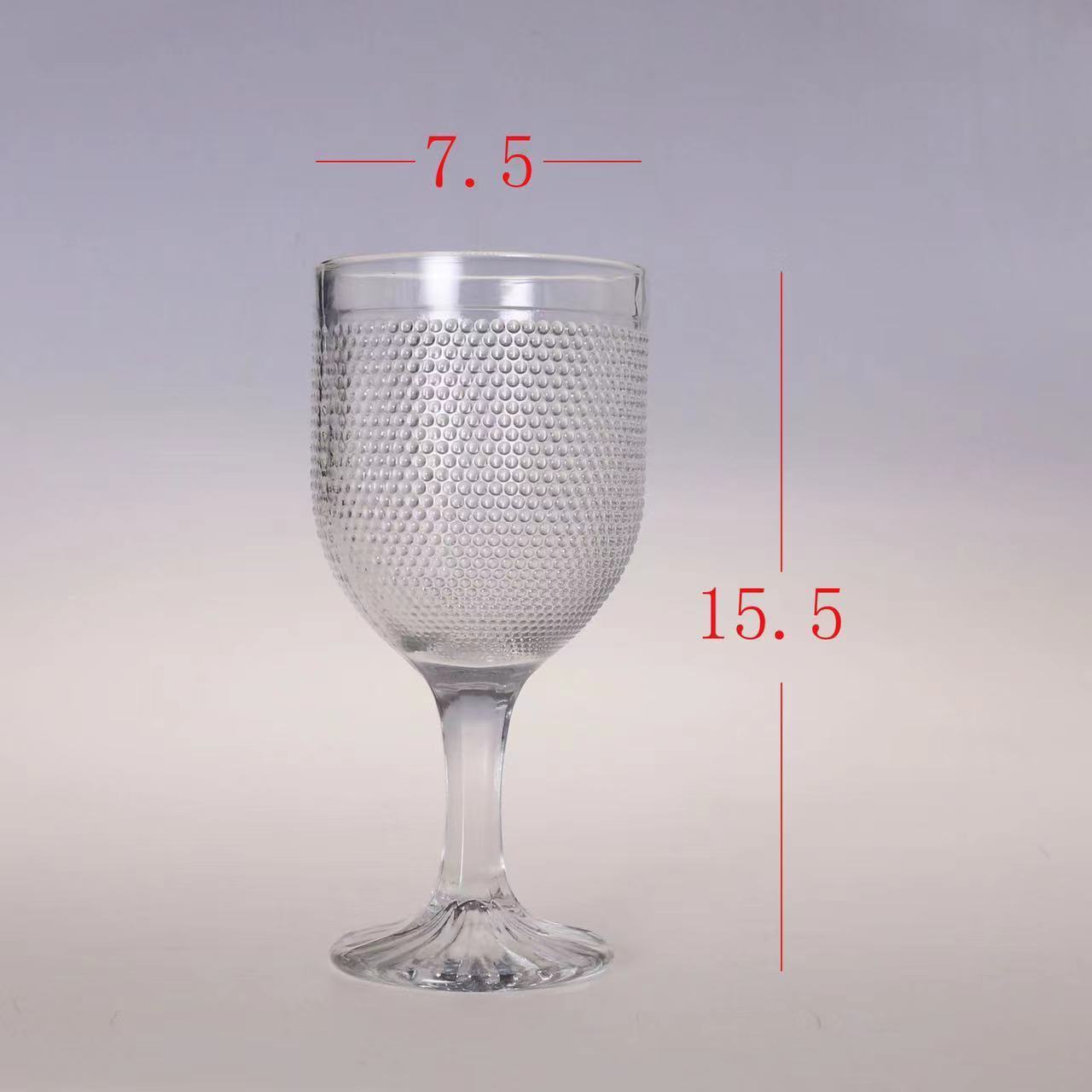 240ml Wholesale White Glassware Embossed Vintage Goblet Wine Glass Vintage Glass Goblets