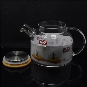 1000ml Borosilicate Clear Tea Kettle With Bamboo Lid