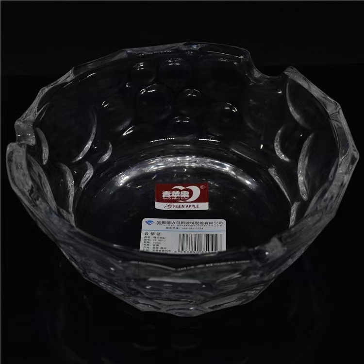 Crystal Boat Shape Clear Glass Bowl Ice Cube Pattern Glass Fruit Bowl With Hand Polishing