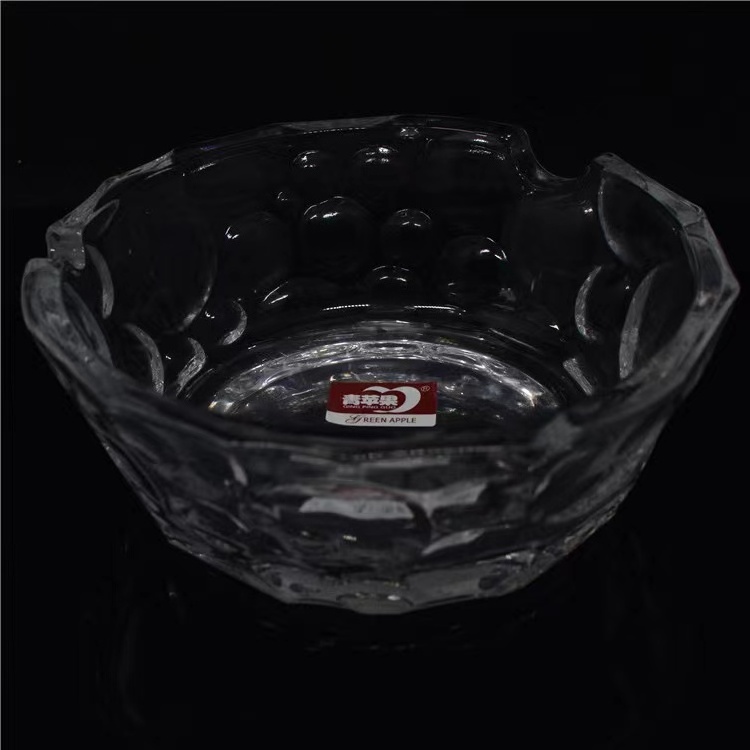 Crystal Boat Shape Clear Glass Bowl Ice Cube Pattern Glass Fruit Bowl With Hand Polishing