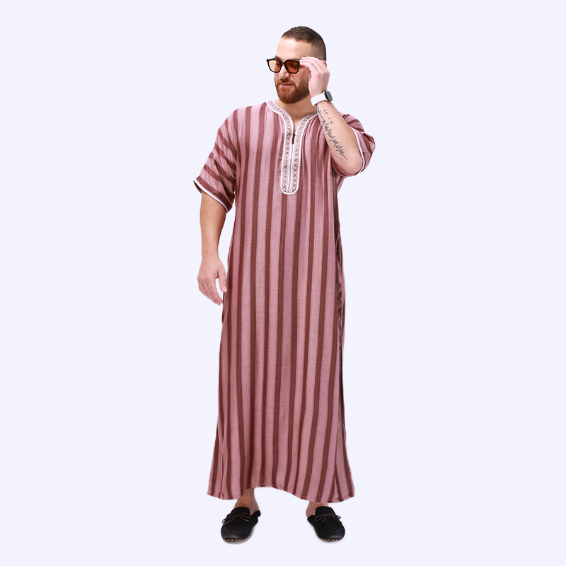 Fashion Muslim Thobe With Zipper And Size Pocket Men Islamic Clothing Solid Color Arab Design Daffah Saudi Robe