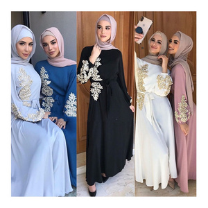 Hot Sale Islamic Clothing Embroidery Flower Muslim Turkish Turkey Middle Eastern Women Dubai Abaya Dress