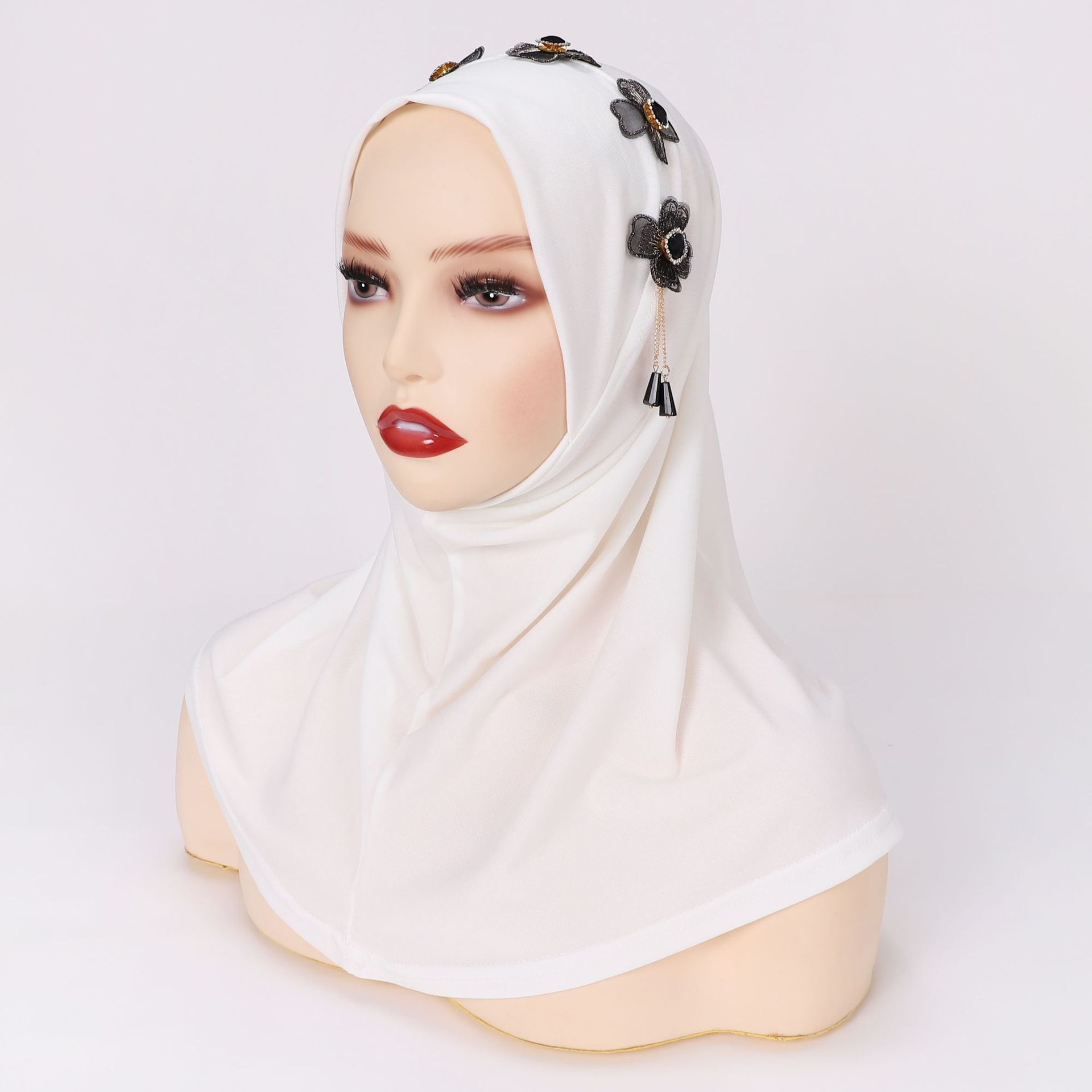 New Products Flower Solid Color Cotton Undercap Hijab Ethnic Hat Plain Inner Cap Hijab Scarf For Muslim Turkish Women