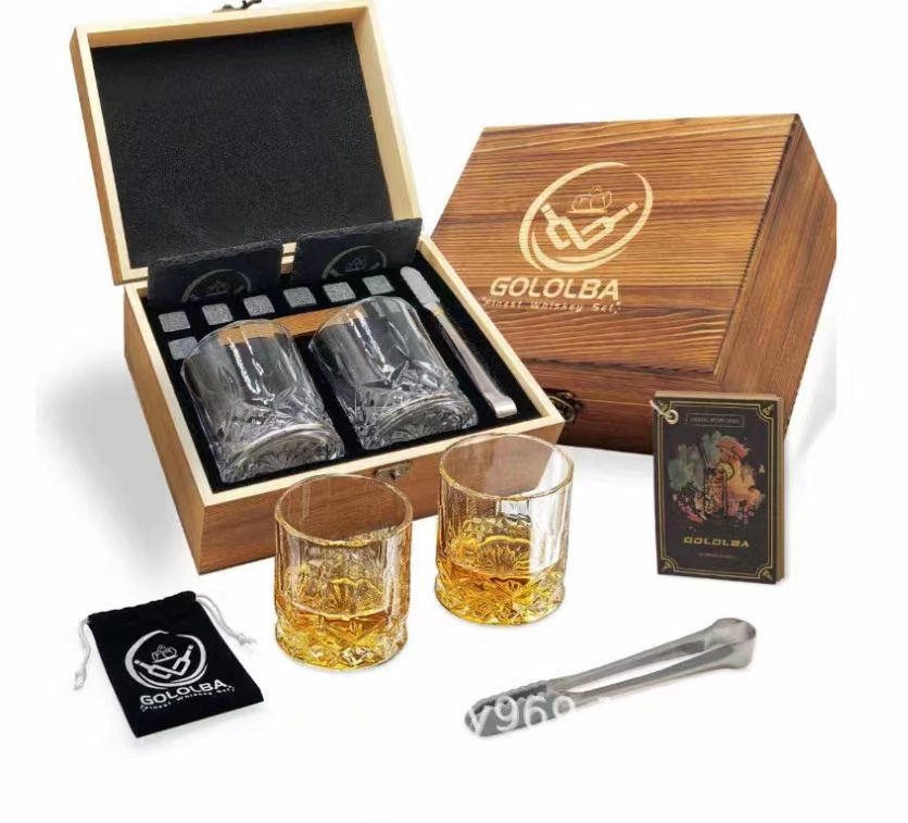 Hot Sale Best Reusable Cooling Stones Set Of Glasses and Stainless Steel Ice Cube Set and Whiskey Stones Gift And Whiskey Glass