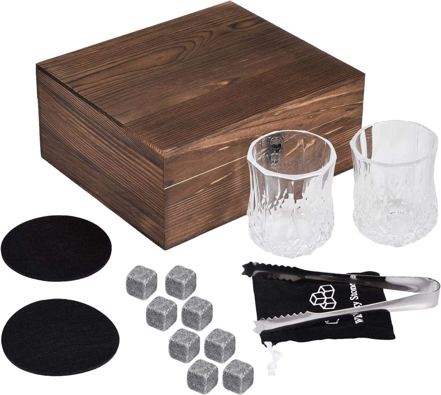 Hot Sale Best Reusable Cooling Stones Set Of Glasses and Stainless Steel Ice Cube Set and Whiskey Stones Gift And Whiskey Glass