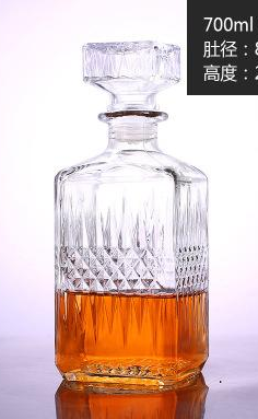 In Stock Small Liquor Spirits Wine Glass Bottles 500ml Diamond Mini Tequila Xo Brandy Glass Bottles With Glass Cork Wholesale