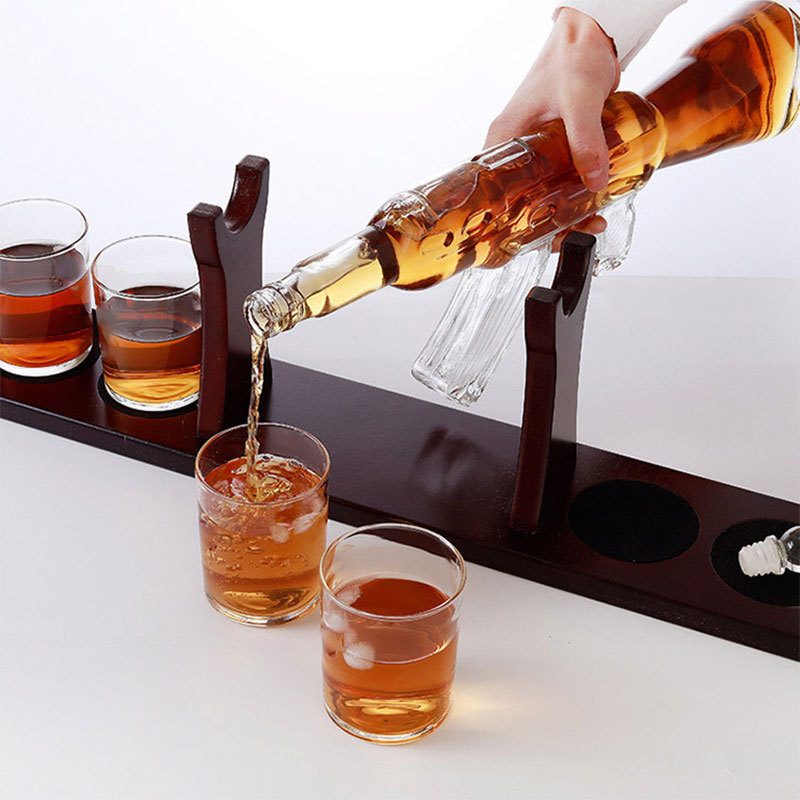 Transparent Ak 47 Gun Shaped Glass Decanter For Whiskey Gun Decanter Rifle