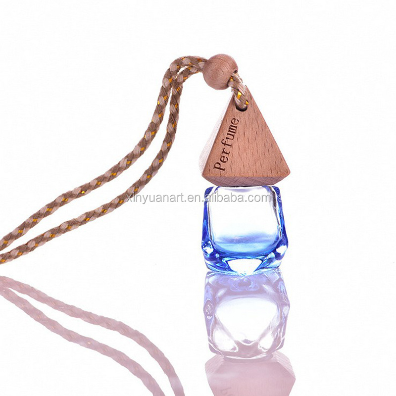 Wholesale diamond sharp empty hanging car perfume bottle car air freshener bottle