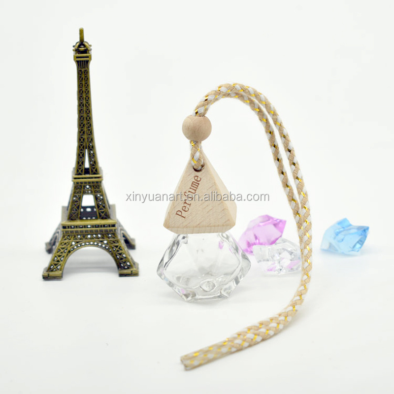 Wholesale diamond sharp empty hanging car perfume bottle car air freshener bottle