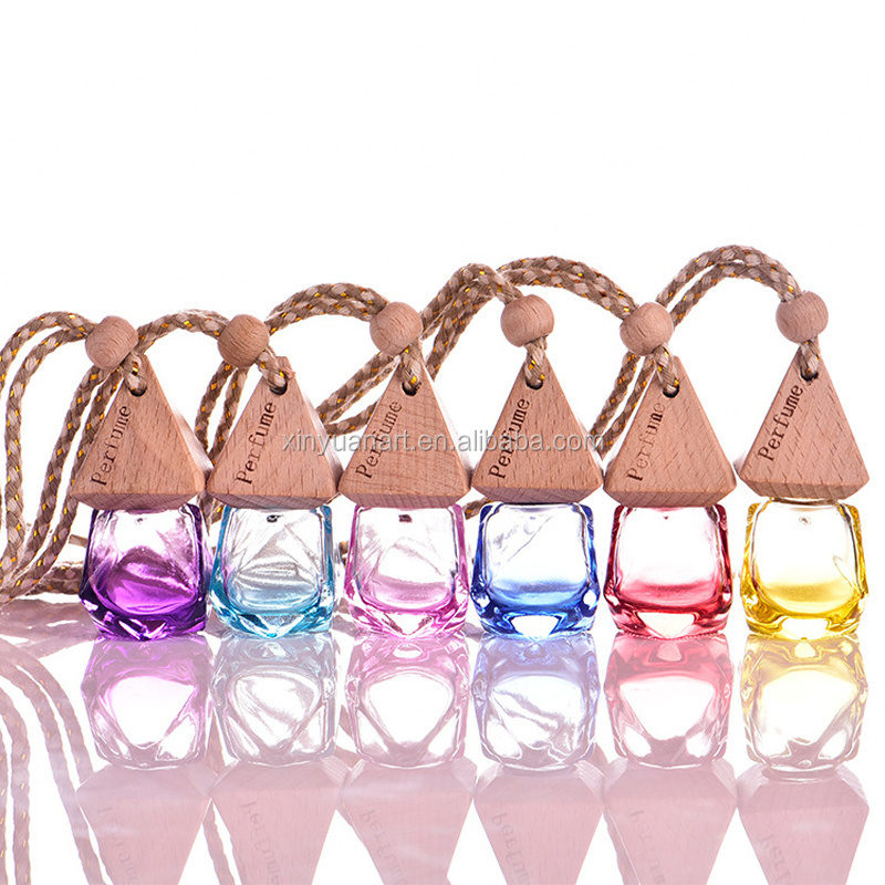 Wholesale diamond sharp empty hanging car perfume bottle car air freshener bottle