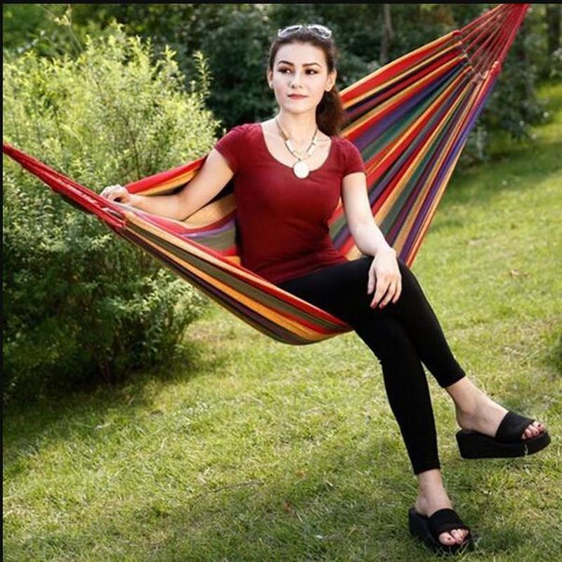 Ultralight Camping Hammock with backpack Hot Sale Rainbow Outdoor Furniture Leisure Portable Hammock Canvas Hammocks