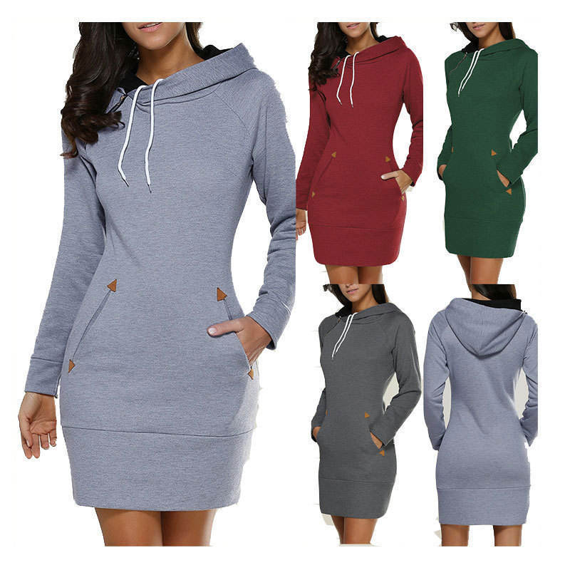 2023 bestselling wholesale hoodie dress crop hoodie women logo pattern custom hoodies long dress