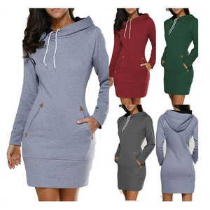 2023 bestselling wholesale hoodie dress crop hoodie women logo pattern custom hoodies long dress