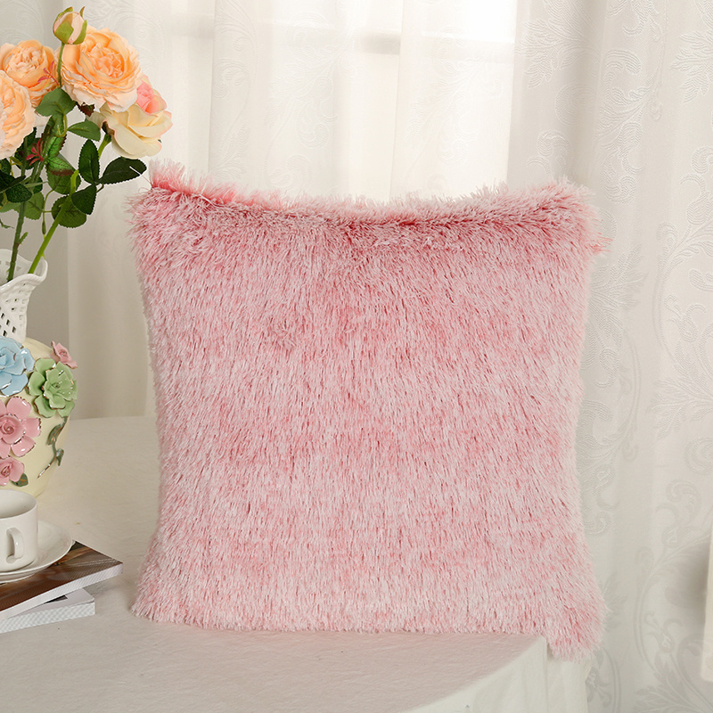 Long Hair Single Side Faux Fur Pillow Covers Solid Color Pillow Cushion Cover Fluffy Long Pile Soft Fuzzy Pillow Case Cover