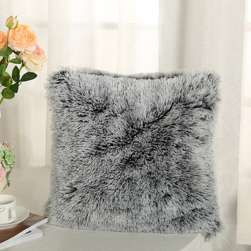 Long Hair Single Side Faux Fur Pillow Covers Solid Color Pillow Cushion Cover Fluffy Long Pile Soft Fuzzy Pillow Case Cover