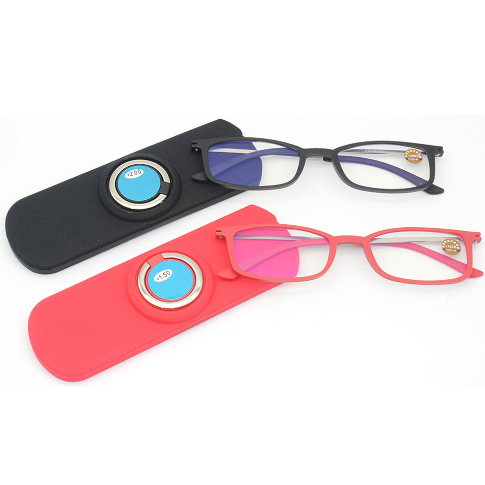 TR90 Women Reading Glasses Frame With Case Square Anti Blue Light Eyeglasses Men Clear Computer Eyewear For Phone