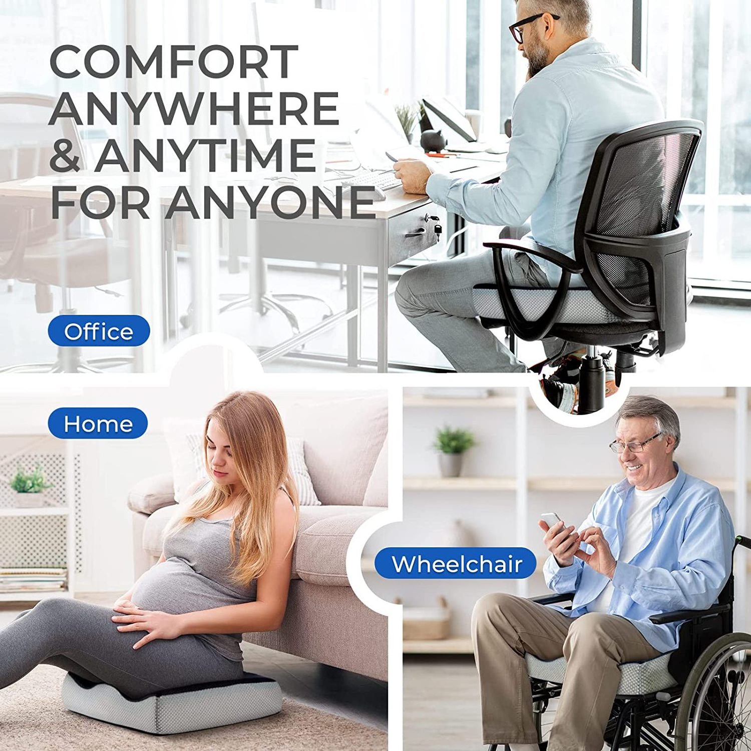 Dual layer 4 Inch Extra Thick memory foam chair Seat Cushion for wheel office chair BestSuppliers