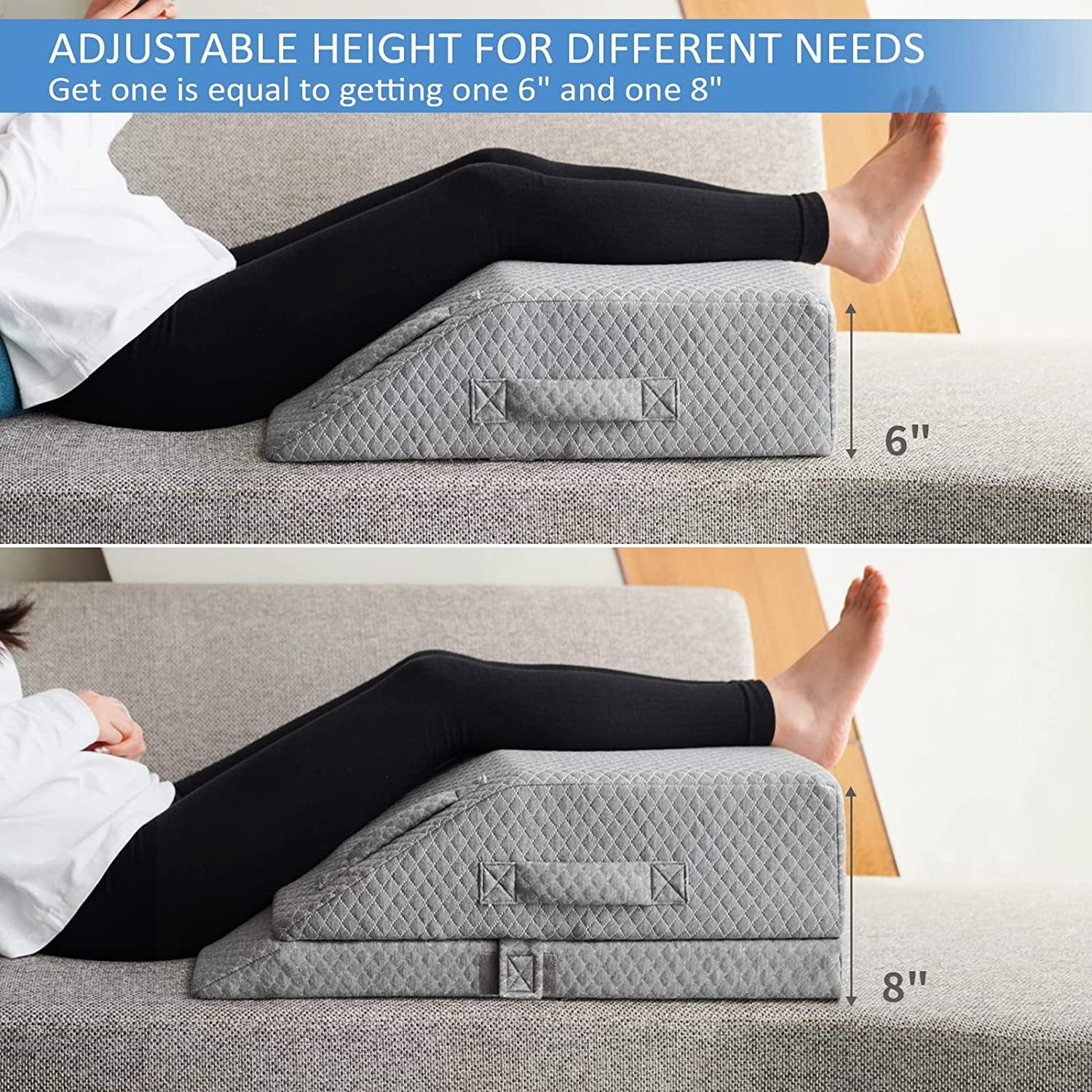 Adjustable Leg Elevation Pillows for Swelling, Cooling Gel Memory Foam Wedge Pillows for After Surgery