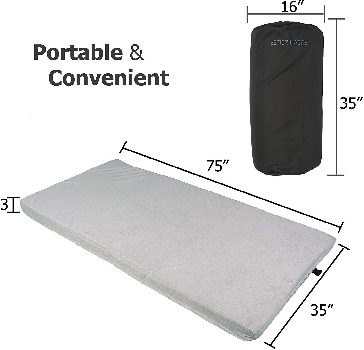 waterproof foldable Memory Foam Camping Car Roll Up Mattress Sleeping Pad with storage bag