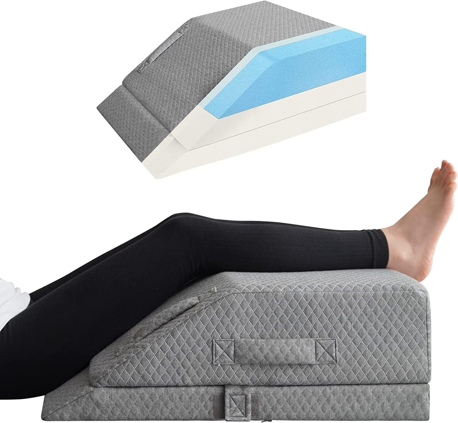 Adjustable Leg Elevation Pillows for Swelling, Cooling Gel Memory Foam Wedge Pillows for After Surgery