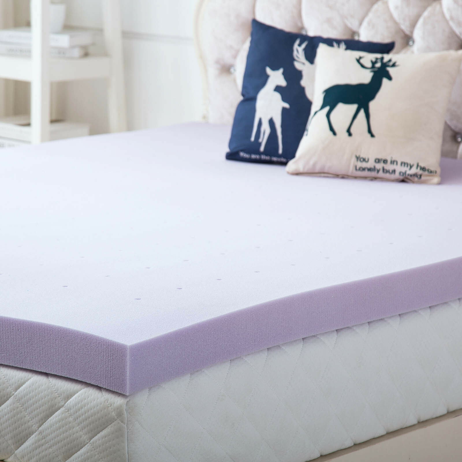 3 Inch Lavender thin Memory Foam Mattress Topper with hole