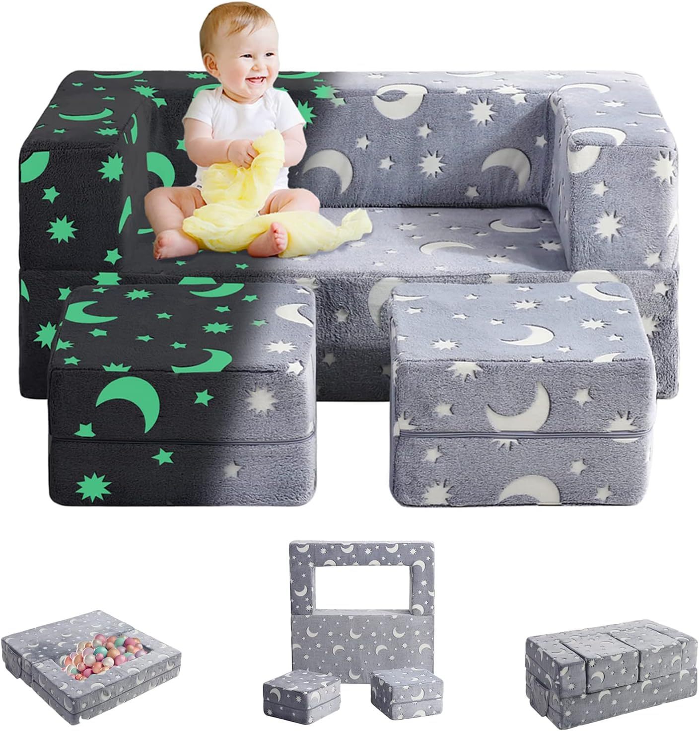 3 in 1 Convertible Plush Foam Fold Kids Explore play Sofa toddler Couch kids sofa