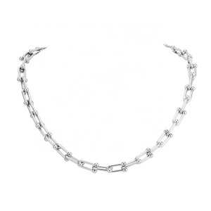 Trendy Punk Pendant Stainless Steel Chain Link U Shaped Minimalist Necklaces