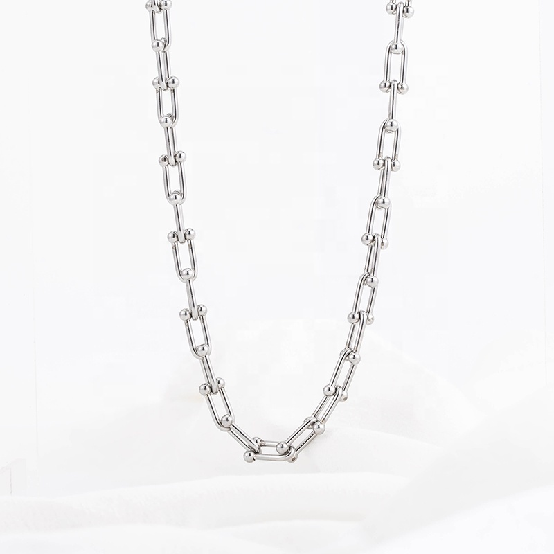 Trendy Punk Pendant Stainless Steel Chain Link U Shaped Minimalist Necklaces