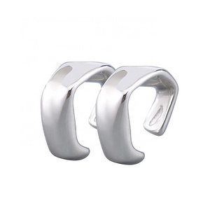 European Fashion Stainless Steel Minimalism Clip Earrings Male/Female Simple Irregular Geometric Ear Cuff