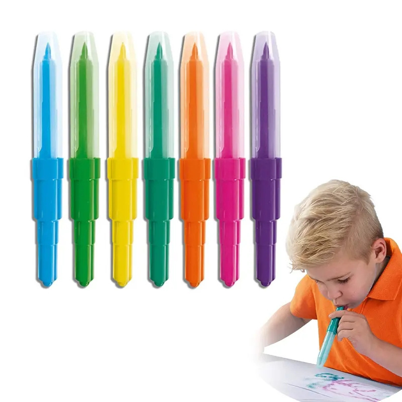 Hot Selling  Paint Draw Art Colour watercolor  Kid Changing Color Washable  Magic Pen Safe For Children Use Air Blow Pen