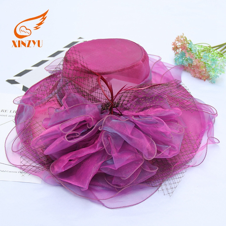 Elegant Wedding Organza Flower Fashion Lady Church Hat