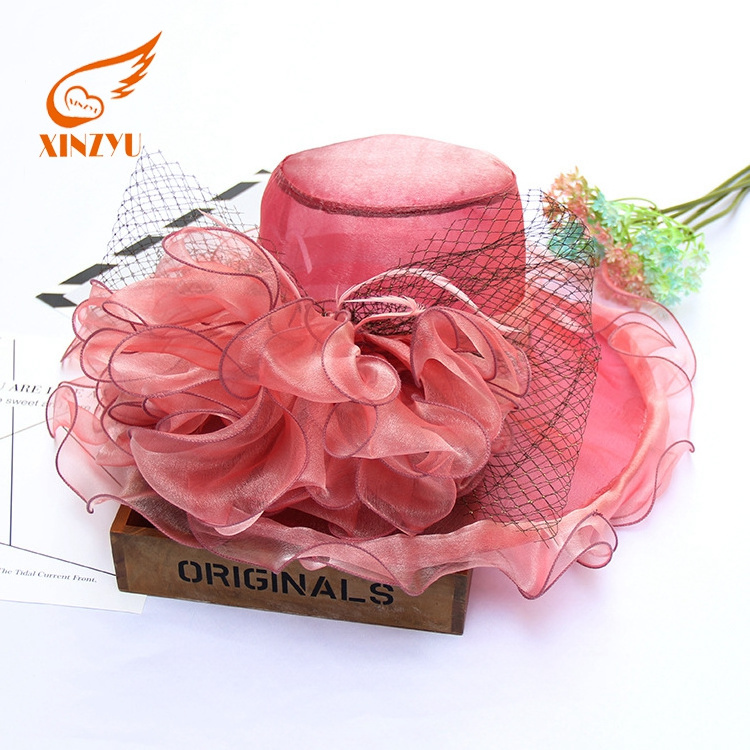 Elegant Wedding Organza Flower Fashion Lady Church Hat