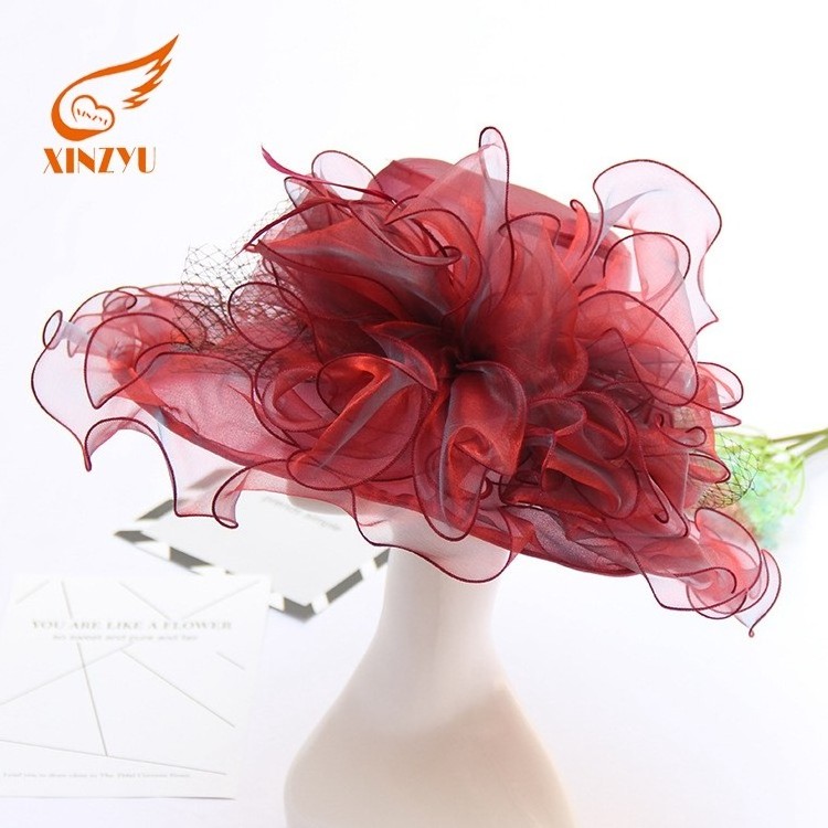 Elegant Wedding Organza Flower Fashion Lady Church Hat