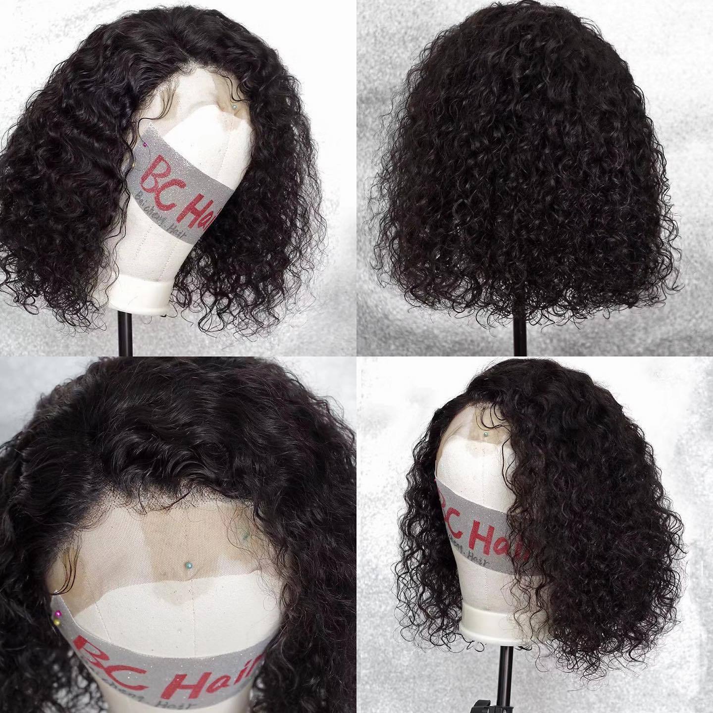 Hot sell wig head  human hair lace front brazilian short bob wig vendors mannequin display hd lace body wave wig