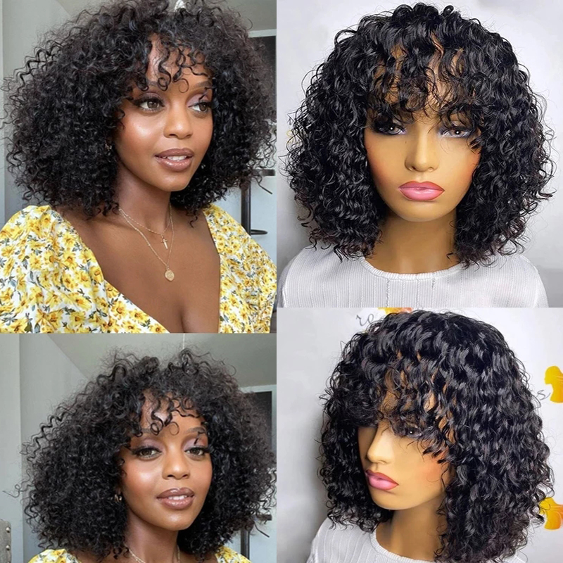 Factory Sale 360 Lace Wigs Human Hair Pre Pluck Machine Making Frontal Bob Wig 180% Density Short Pixie Pre Plucked Lace Wig