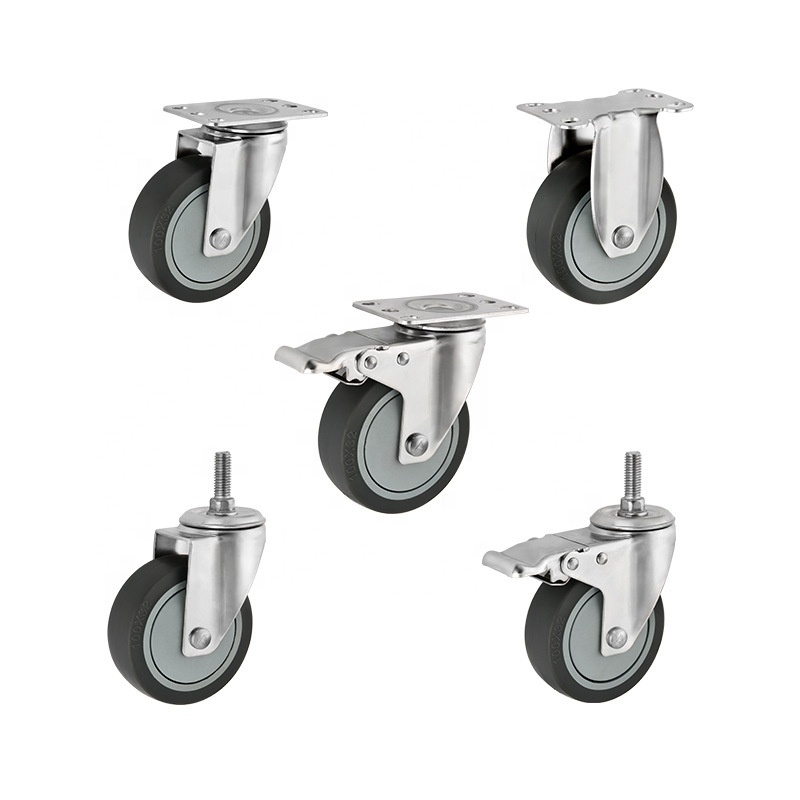 Screw brake, silent, diamond universal , trolley wheel, lightweight 304 stainless steel casters